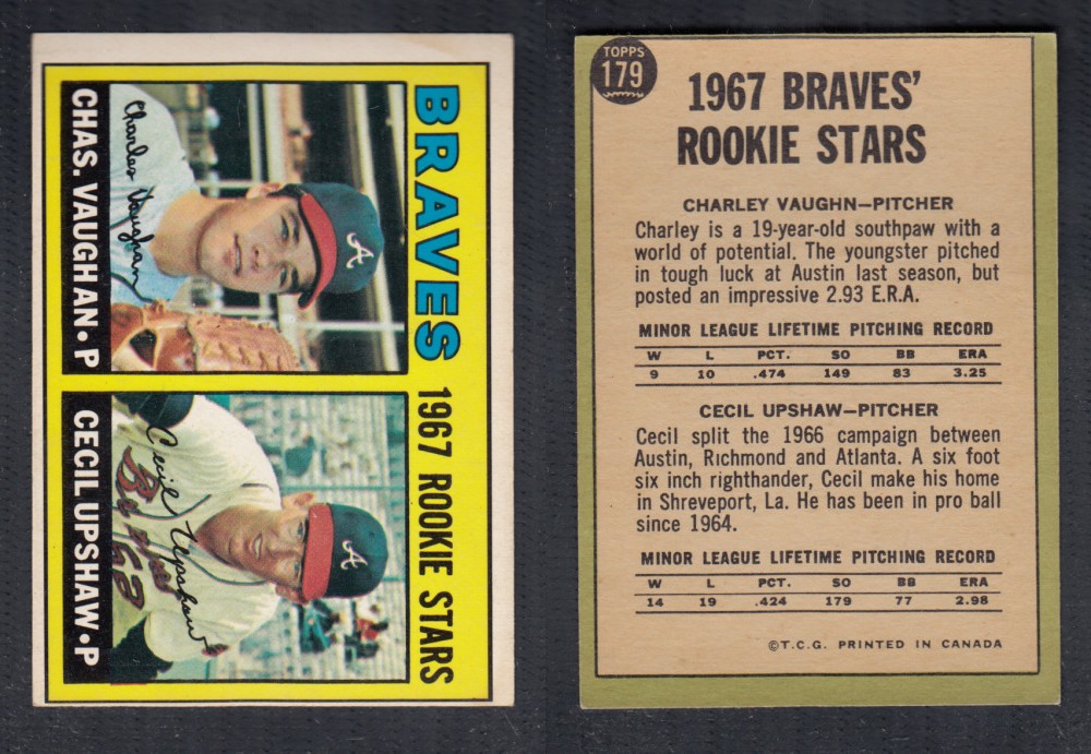 1967 O-PEE-CHEE BASEBALL CARD #179 BRAVES ROOKIE STARS photo 1967 O-PEE-CHEE BASEBALL CARD #179 BRAVES ROOKIE STARS photo