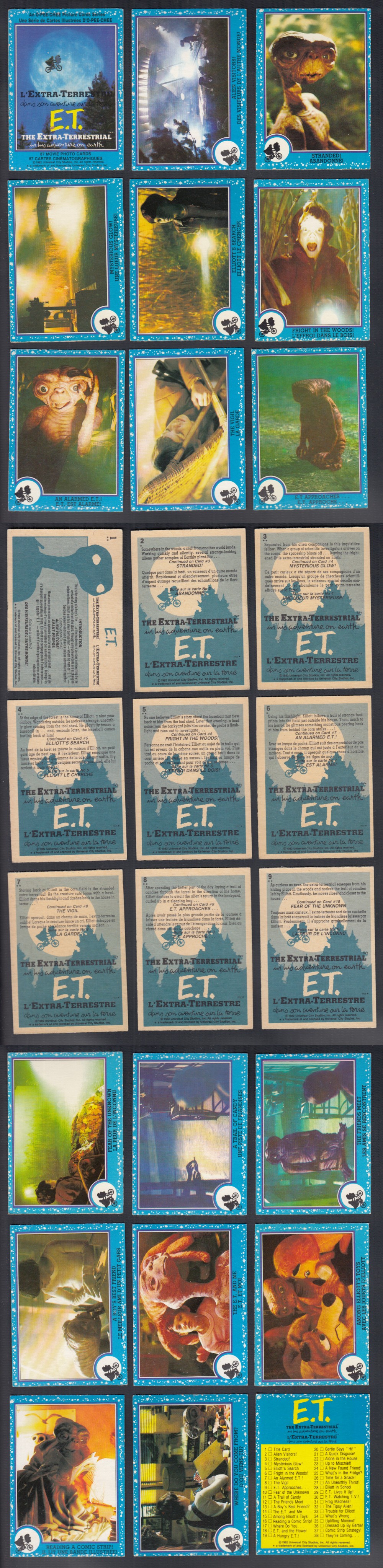 1982 O-PEE-CHEE E.T. CARD FULL SET 87/87 photo 1982 O-PEE-CHEE E.T. CARD FULL SET 87/87 photo