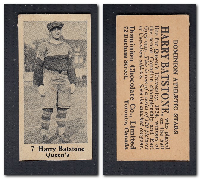 1925 V31 DOMINION CHOCOLATE #7 H. BATSTONE FOOTBALL CARD photo 1925 V31 DOMINION CHOCOLATE #7 H. BATSTONE FOOTBALL CARD photo