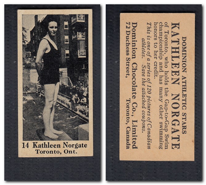 1925 V31 DOMINION CHOCOLATE #14 K. NORGATE SWIMMING CARD photo 1925 V31 DOMINION CHOCOLATE #14 K. NORGATE SWIMMING CARD photo