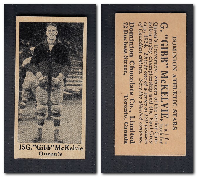 1925 V31 DOMINION CHOCOLATE #15 G. MCKELVIE CARD photo 1925 V31 DOMINION CHOCOLATE #15 G. MCKELVIE CARD photo