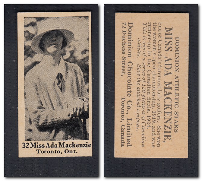 1925 V31 DOMINION CHOCOLATE #32 MISS A. MACKENZIE GOLF CARD photo 1925 V31 DOMINION CHOCOLATE #32 MISS A. MACKENZIE GOLF CARD photo