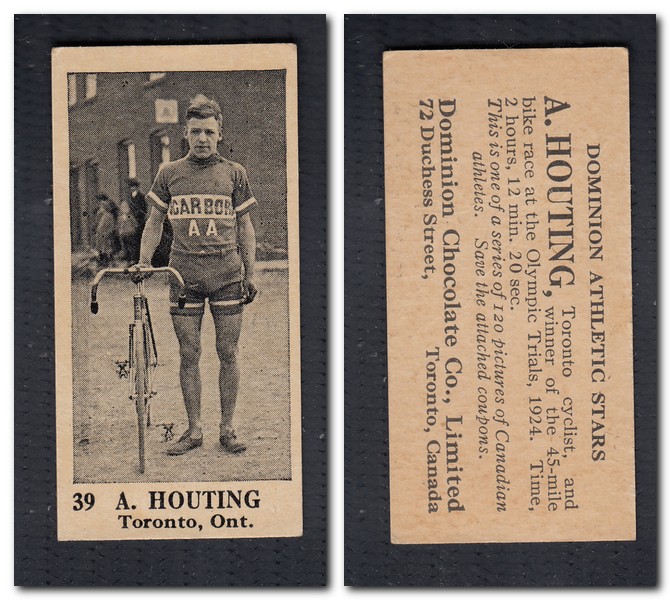 1925 V31 DOMINION CHOCOLATE #39 A. HOUTING CYCLIST CARD photo 1925 V31 DOMINION CHOCOLATE #39 A. HOUTING CYCLIST CARD photo