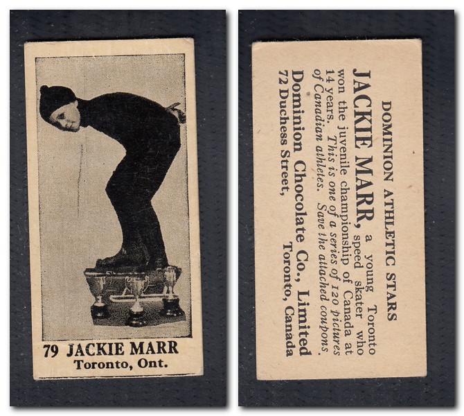 1925 V31 DOMINION CHOCOLATE #79 J. MARR SKATING CARD photo 1925 V31 DOMINION CHOCOLATE #79 J. MARR SKATING CARD photo