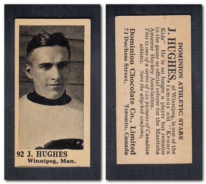 1925 V31 DOMINION CHOCOLATE #92 J. HUGHES HOCKEY CARD photo 1925 V31 DOMINION CHOCOLATE #92 J. HUGHES HOCKEY CARD photo