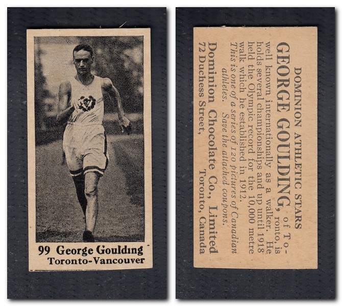 1925 V31 DOMINION CHOCOLATE #99 G. GOULDING WALKING CARD photo 1925 V31 DOMINION CHOCOLATE #99 G. GOULDING WALKING CARD photo