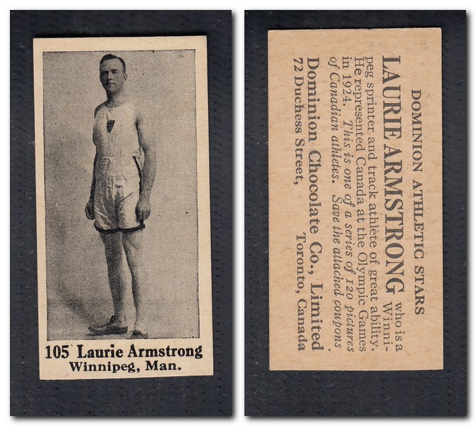 1925 V31 DOMINION CHOCOLATE #105 L. ARMSTRONG TRACK & FIELD CARD photo 1925 V31 DOMINION CHOCOLATE #105 L. ARMSTRONG TRACK & FIELD CARD photo