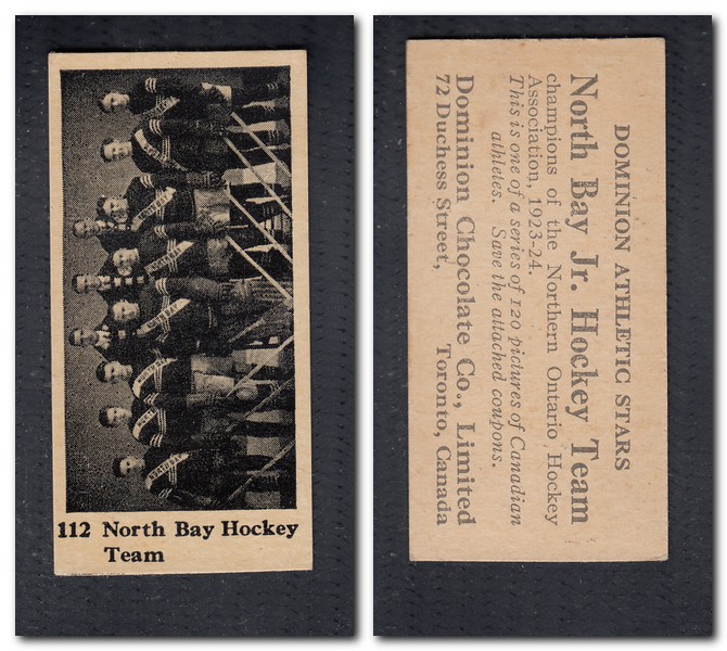 1925 V31 DOMINION CHOCOLATE #112 NORTH BAY JR. HOCKEY TEAM CARD photo 1925 V31 DOMINION CHOCOLATE #112 NORTH BAY JR. HOCKEY TEAM CARD photo