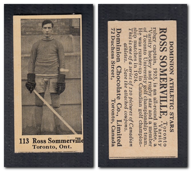 1925 V31 DOMINION CHOCOLATE #113 R. SOMMERVILLE HOCKEY CARD photo 1925 V31 DOMINION CHOCOLATE #113 R. SOMMERVILLE HOCKEY CARD photo