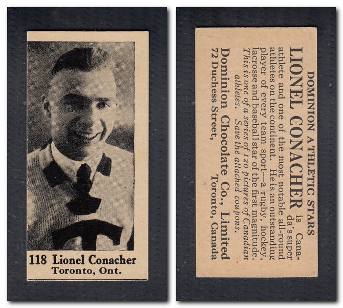 1925 V31 DOMINION CHOCOLATE #118 L. CONACHER HOCKEY CARD photo 1925 V31 DOMINION CHOCOLATE #118 L. CONACHER HOCKEY CARD photo