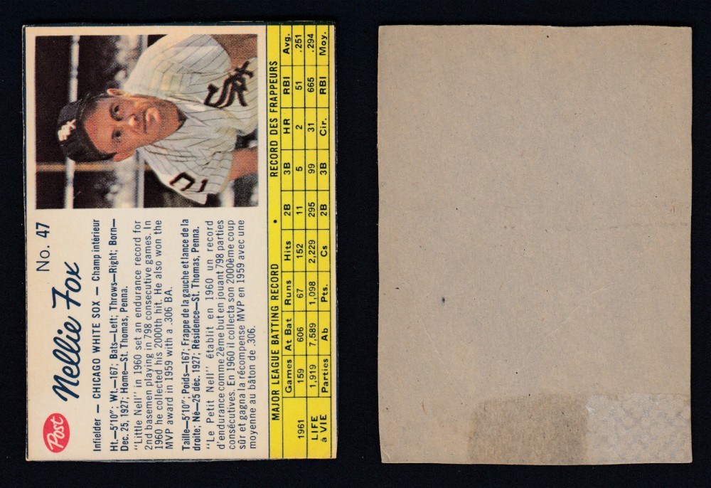 1962 POST CANADIAN BASEBALL CARD #47 N. FOX photo 1962 POST CANADIAN BASEBALL CARD #47 N. FOX photo