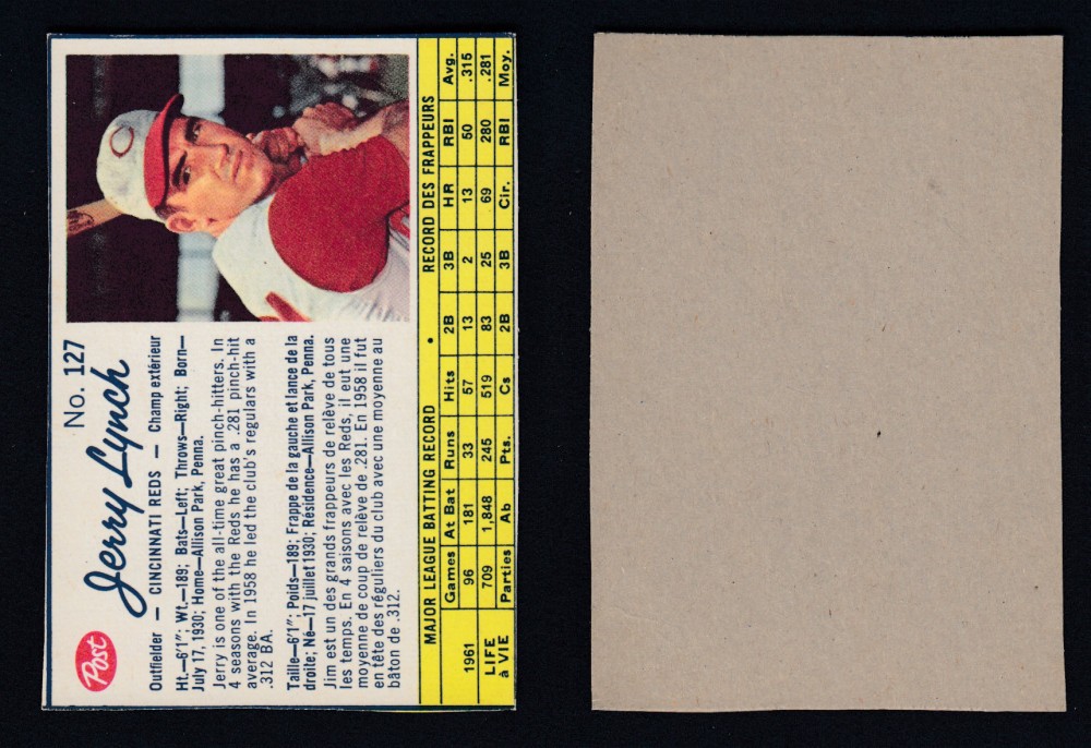 1962 POST CANADIAN BASEBALL CARD #127 J. LYNCH photo 1962 POST CANADIAN BASEBALL CARD #127 J. LYNCH photo