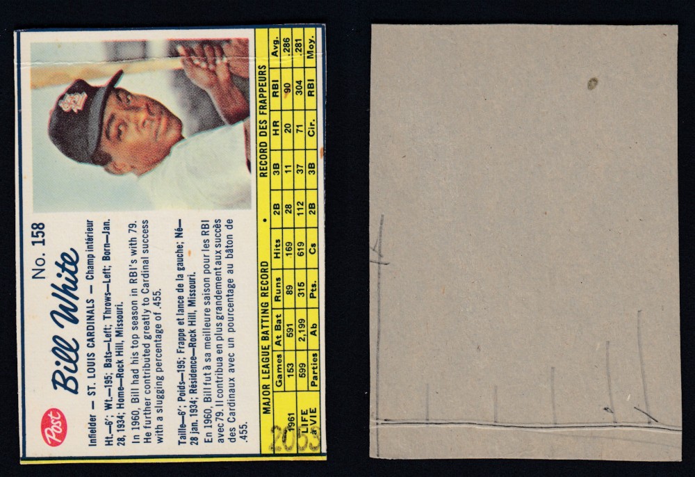 1962 POST CANADIAN BASEBALL CARD #158 B. WHITE photo 1962 POST CANADIAN BASEBALL CARD #158 B. WHITE photo