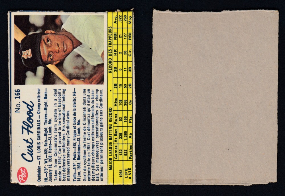 1962 POST CANADIAN BASEBALL CARD #166 C. FLOOD photo 1962 POST CANADIAN BASEBALL CARD #166 C. FLOOD photo