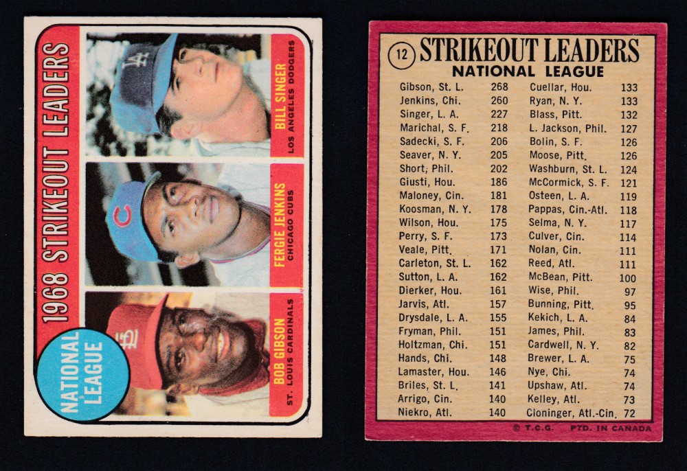 1969 O-PEE-CHEE BASEBALL CARD #12 STRIKEOUT LEADERS photo 1969 O-PEE-CHEE BASEBALL CARD #12 STRIKEOUT LEADERS photo