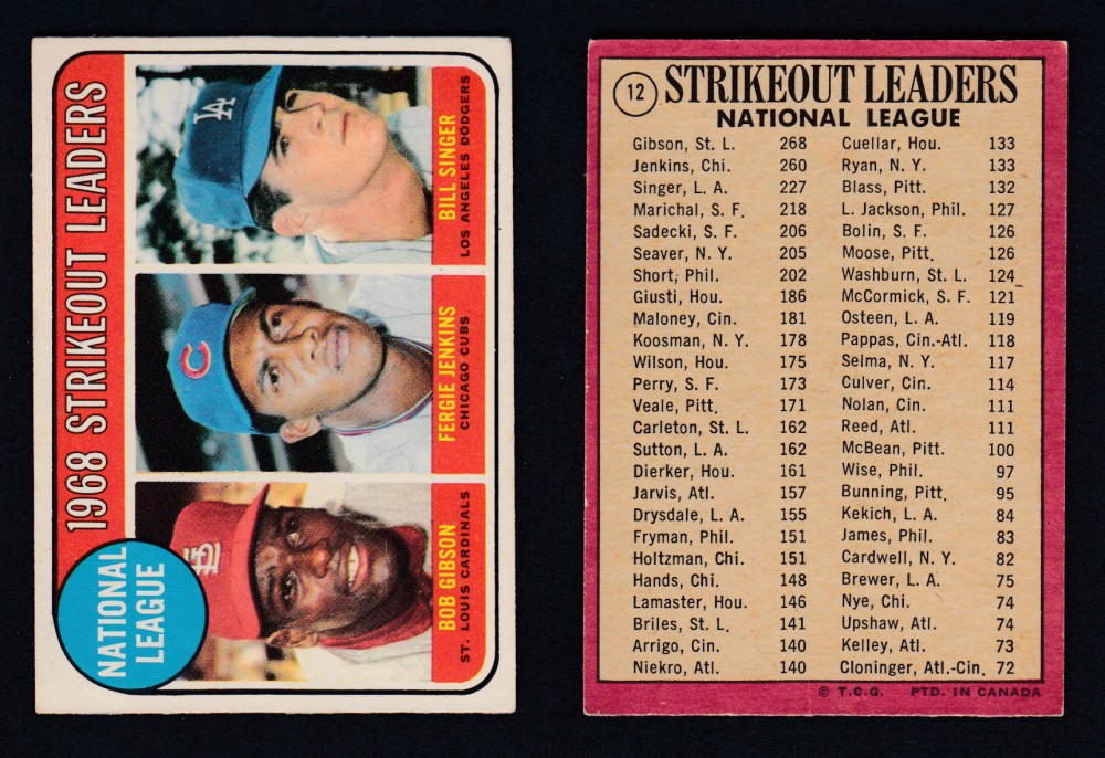 1969 O-PEE-CHEE BASEBALL CARD #12 STRIKEOUT LEADERS photo 1969 O-PEE-CHEE BASEBALL CARD #12 STRIKEOUT LEADERS photo