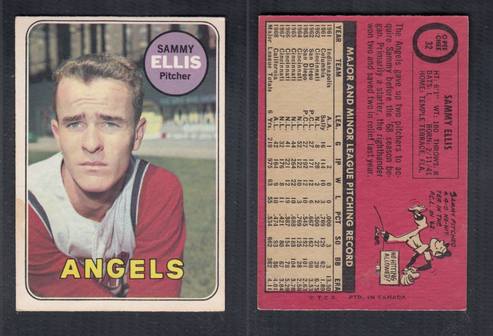 1969 O-PEE-CHEE BASEBALL CARD #32 S. ELLIS photo 1969 O-PEE-CHEE BASEBALL CARD #32 S. ELLIS photo