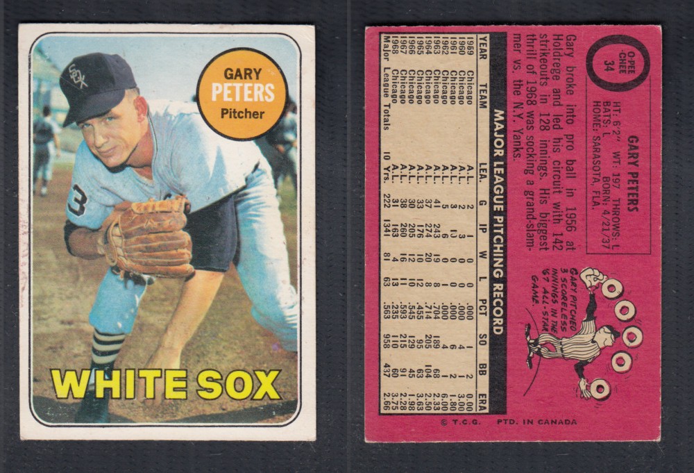 1969 O-PEE-CHEE BASEBALL CARD #34 G. PETERS photo 1969 O-PEE-CHEE BASEBALL CARD #34 G. PETERS photo