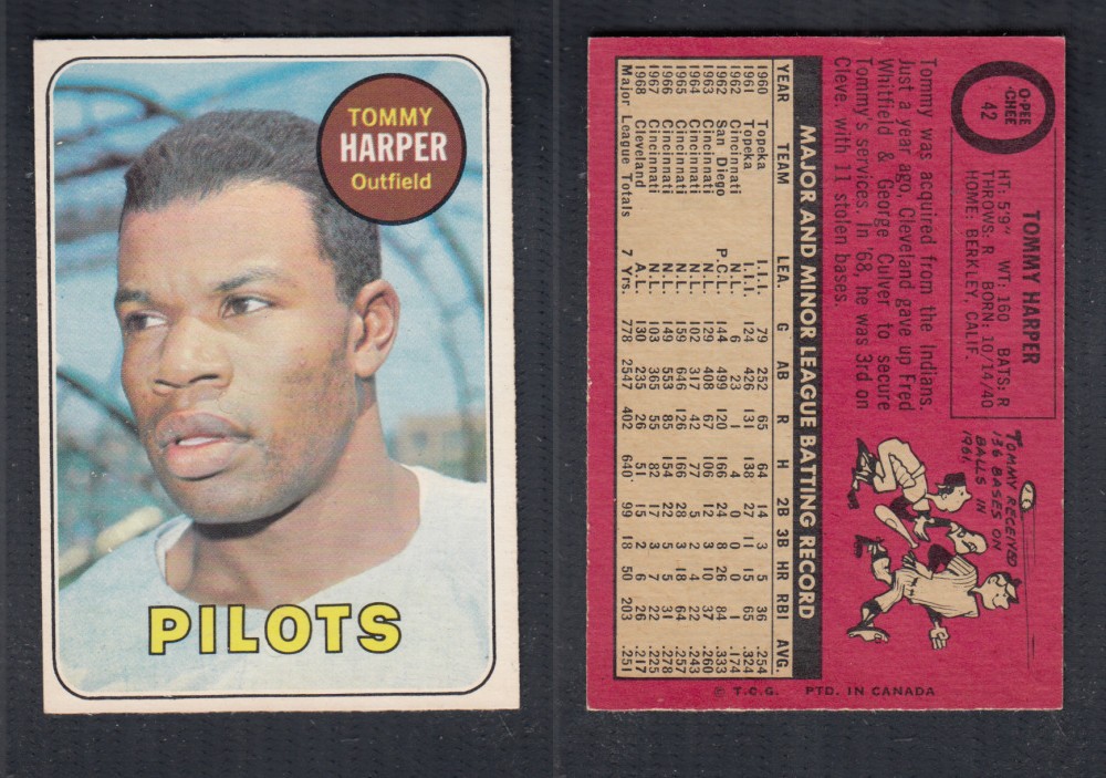 1969 O-PEE-CHEE BASEBALL CARD #42 T. HARPER photo 1969 O-PEE-CHEE BASEBALL CARD #42 T. HARPER photo