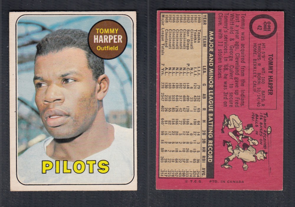 1969 O-PEE-CHEE BASEBALL CARD #42 T. HARPER photo 1969 O-PEE-CHEE BASEBALL CARD #42 T. HARPER photo