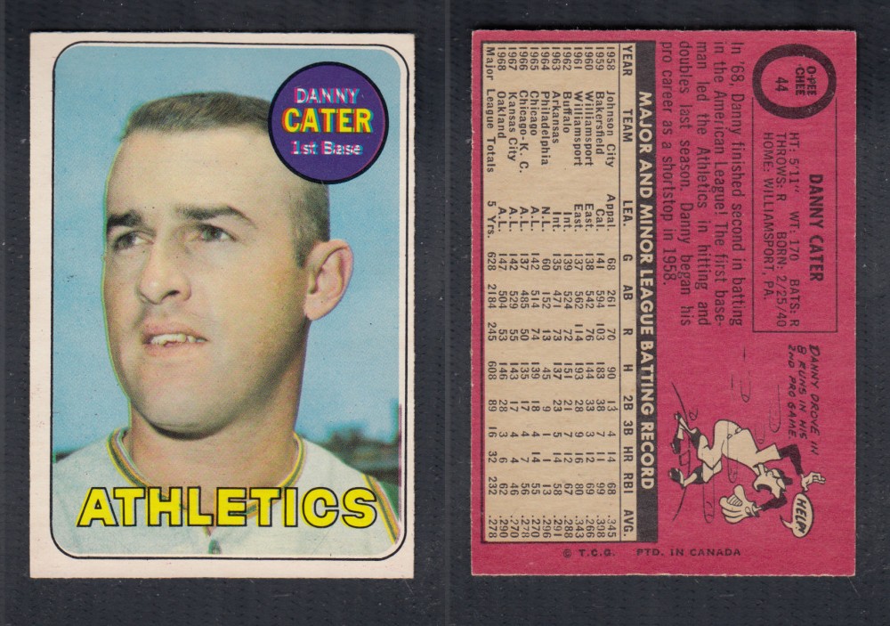 1969 O-PEE-CHEE BASEBALL CARD #44 D. CATER photo 1969 O-PEE-CHEE BASEBALL CARD #44 D. CATER photo