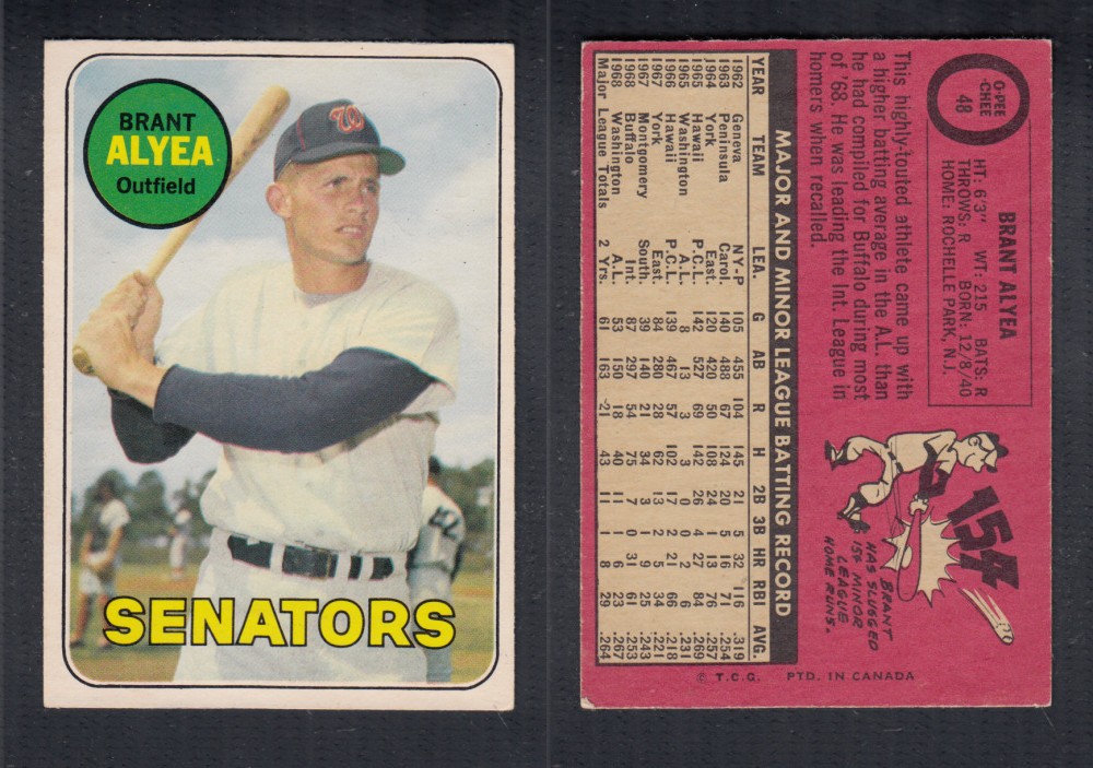 1969 O-PEE-CHEE BASEBALL CARD #48 B. ALYEA photo 1969 O-PEE-CHEE BASEBALL CARD #48 B. ALYEA photo