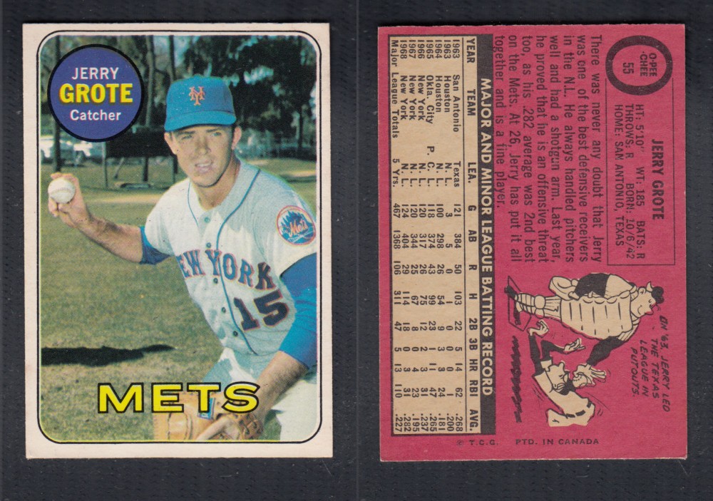1969 O-PEE-CHEE BASEBALL CARD #55 J. GROTTE photo 1969 O-PEE-CHEE BASEBALL CARD #55 J. GROTTE photo