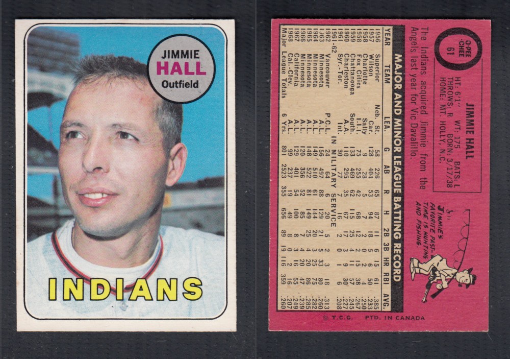 1969 O-PEE-CHEE BASEBALL CARD #61 J. HALL photo 1969 O-PEE-CHEE BASEBALL CARD #61 J. HALL photo