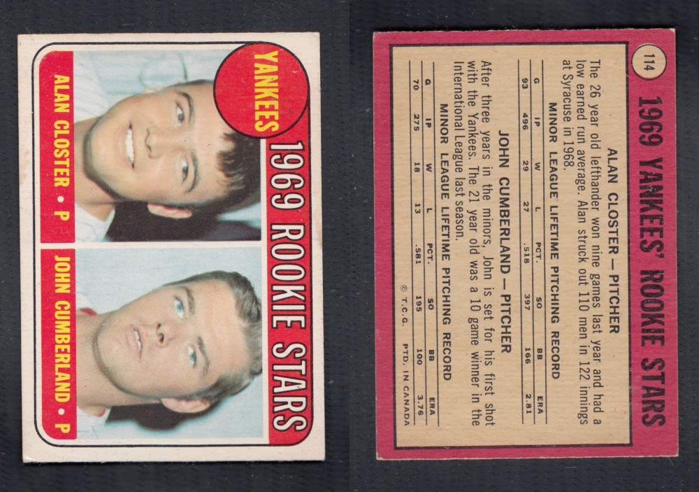 1969 O-PEE-CHEE BASEBALL CARD #114 YANKEES' ROOKIE STARS photo 1969 O-PEE-CHEE BASEBALL CARD #114 YANKEES' ROOKIE STARS photo