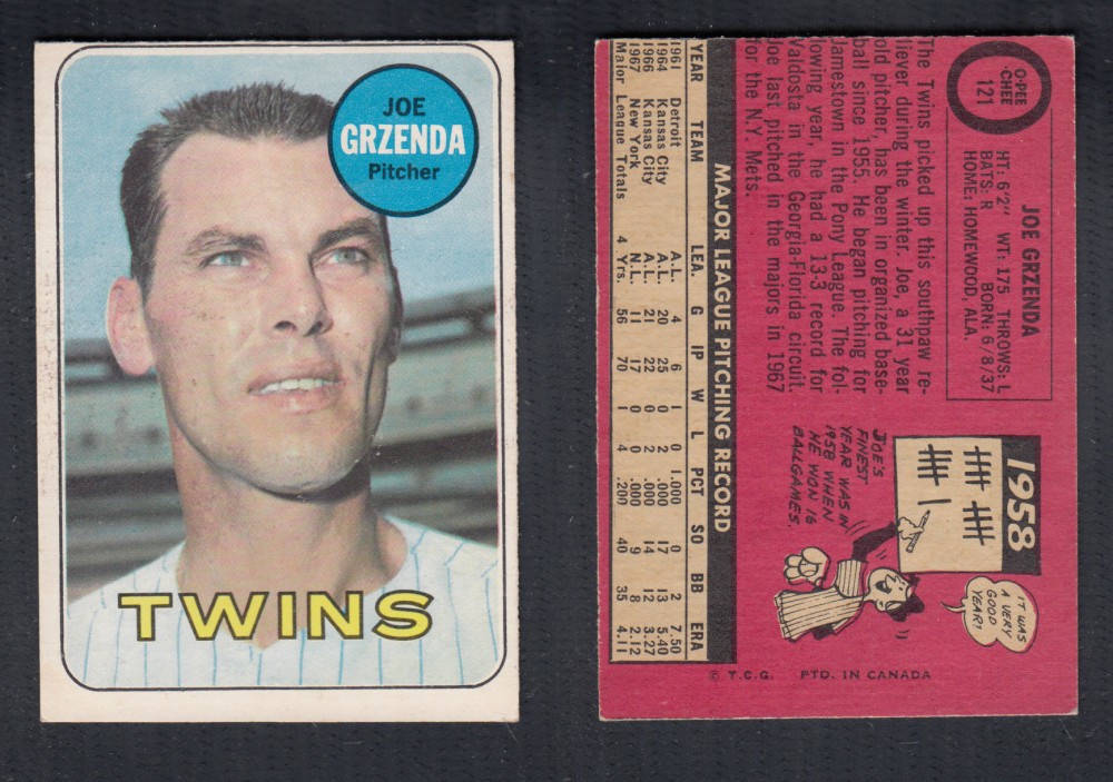 1969 O-PEE-CHEE BASEBALL CARD #121 J. GRZENDA photo 1969 O-PEE-CHEE BASEBALL CARD #121 J. GRZENDA photo