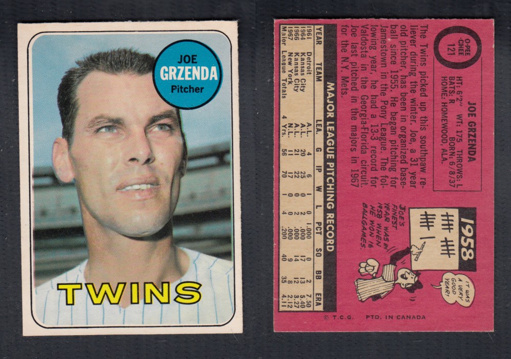 1969 O-PEE-CHEE BASEBALL CARD #121 J. GRZENDA photo 1969 O-PEE-CHEE BASEBALL CARD #121 J. GRZENDA photo