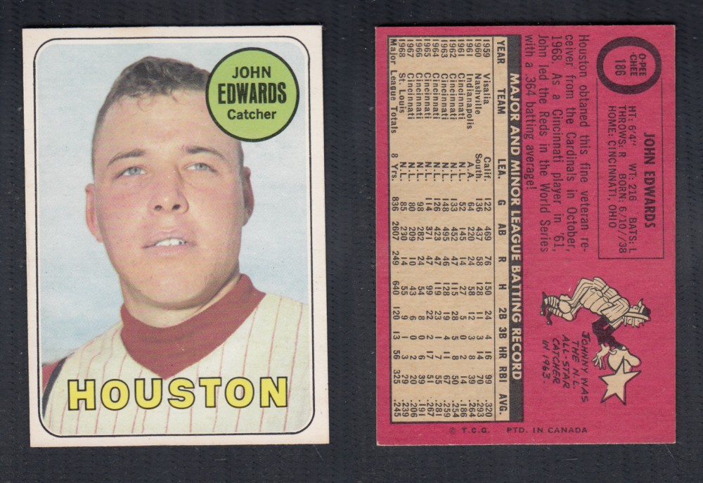 1969 O-PEE-CHEE BASEBALL CARD #186 J. EDWARDS photo 1969 O-PEE-CHEE BASEBALL CARD #186 J. EDWARDS photo