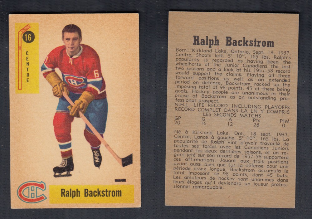 1958-59 PARKHURST HOCKEY CARD #16 R. BACKSTROM photo 1958-59 PARKHURST HOCKEY CARD #16 R. BACKSTROM photo