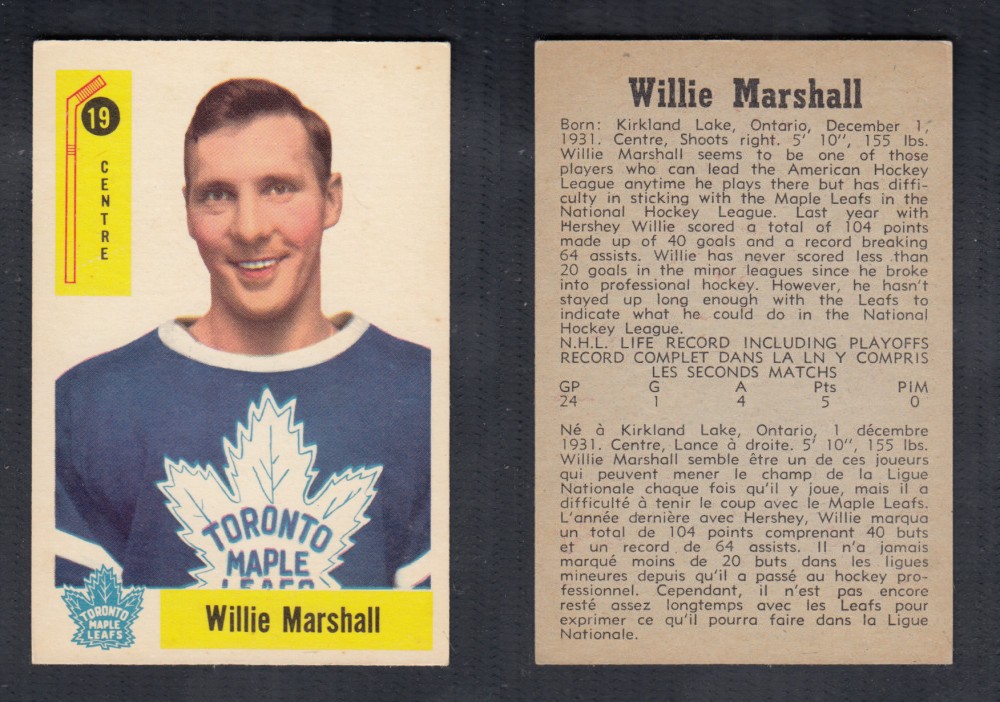 1958-59 PARKHURST HOCKEY CARD #19 W. MARSHALL photo 1958-59 PARKHURST HOCKEY CARD #19 W. MARSHALL photo