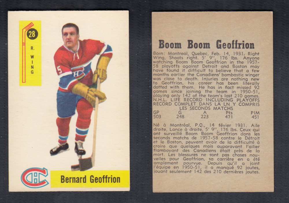1958-59 PARKHURST HOCKEY CARD #28 B. GEOFFRION photo 1958-59 PARKHURST HOCKEY CARD #28 B. GEOFFRION photo