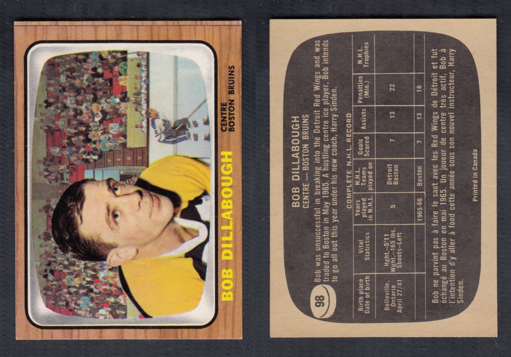 1966-67 TOPPS HOCKEY CARD #98 B. DILLABOUGH photo 1966-67 TOPPS HOCKEY CARD #98 B. DILLABOUGH photo