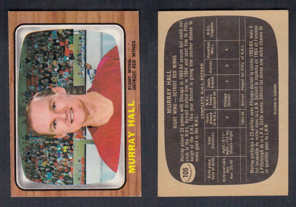 1966-67 TOPPS HOCKEY CARD #105 M. HALL photo 1966-67 TOPPS HOCKEY CARD #105 M. HALL photo