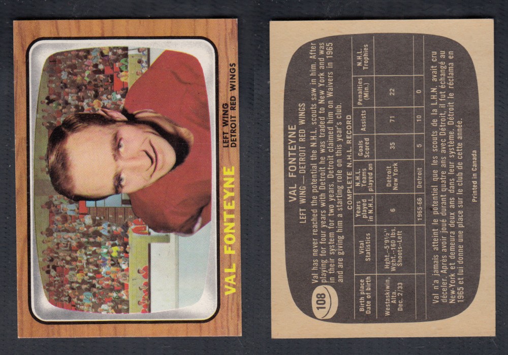 1966-67 TOPPS HOCKEY CARD #108 V. FONTEYNE photo 1966-67 TOPPS HOCKEY CARD #108 V. FONTEYNE photo