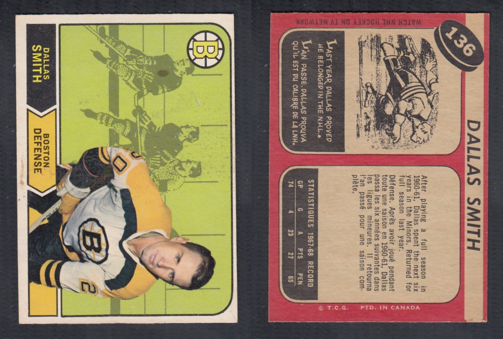 1968-69 O-PEE-CHEE HOCKEY CARD #136 D. SMITH photo 1968-69 O-PEE-CHEE HOCKEY CARD #136 D. SMITH photo