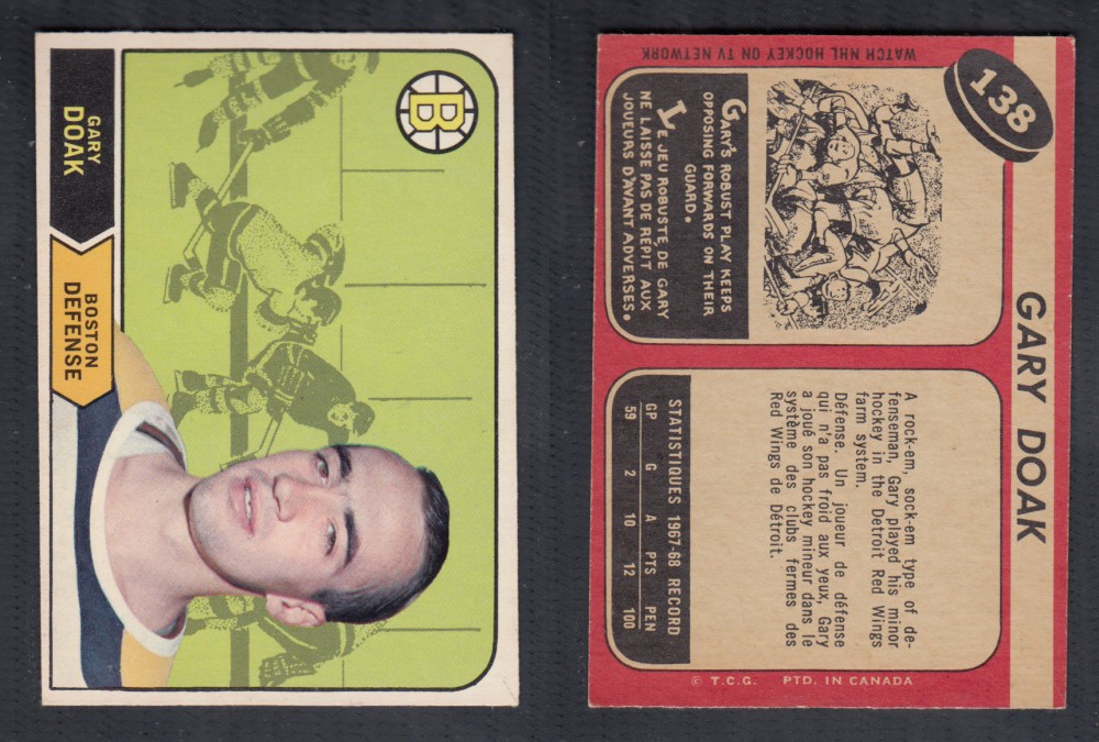 1968-69 O-PEE-CHEE HOCKEY CARD #138 G. DOAK photo 1968-69 O-PEE-CHEE HOCKEY CARD #138 G. DOAK photo