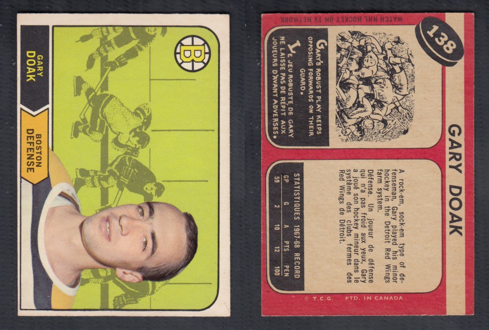 1968-69 O-PEE-CHEE HOCKEY CARD #138 G. DOAK photo 1968-69 O-PEE-CHEE HOCKEY CARD #138 G. DOAK photo