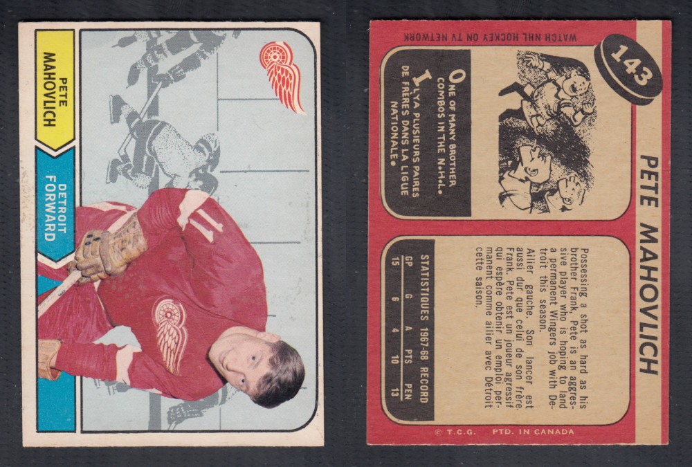 1968-69 O-PEE-CHEE HOCKEY CARD #143 P. MAHOVLICH photo 1968-69 O-PEE-CHEE HOCKEY CARD #143 P. MAHOVLICH photo
