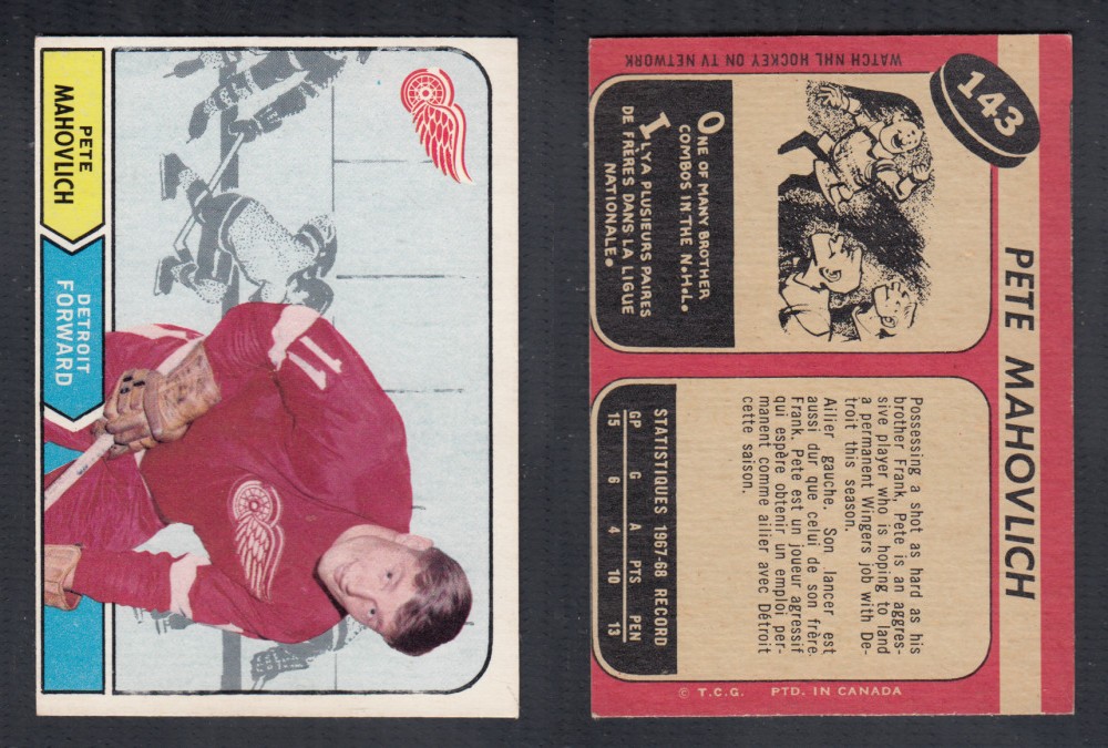 1968-69 O-PEE-CHEE HOCKEY CARD #143 P. MAHOVLICH photo 1968-69 O-PEE-CHEE HOCKEY CARD #143 P. MAHOVLICH photo