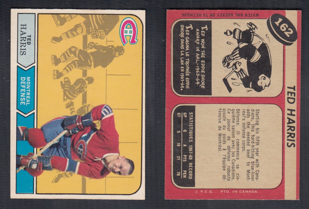1968-69 O-PEE-CHEE HOCKEY CARD #162 T. HARRIS photo 1968-69 O-PEE-CHEE HOCKEY CARD #162 T. HARRIS photo