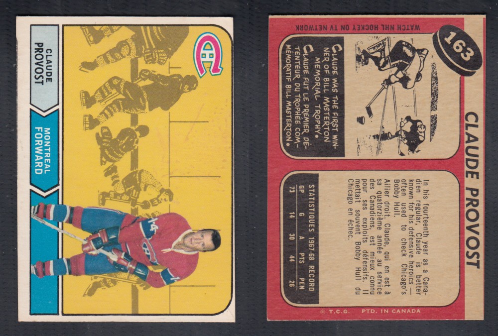 1968-69 O-PEE-CHEE HOCKEY CARD #163 C. PROVOST photo 1968-69 O-PEE-CHEE HOCKEY CARD #163 C. PROVOST photo