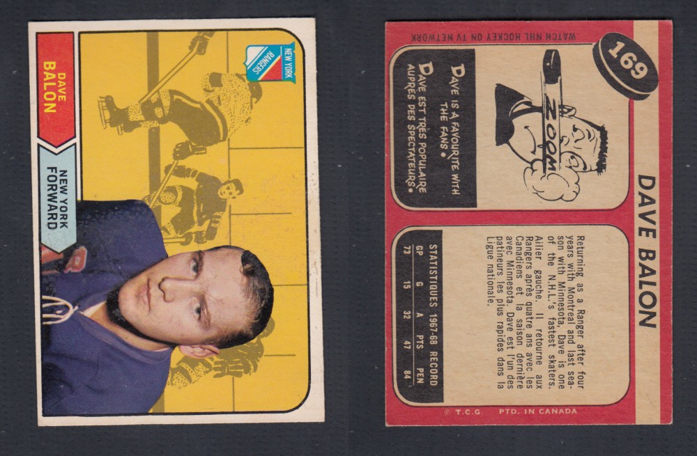 1968-69 O-PEE-CHEE HOCKEY CARD #169 D. BALON photo 1968-69 O-PEE-CHEE HOCKEY CARD #169 D. BALON photo