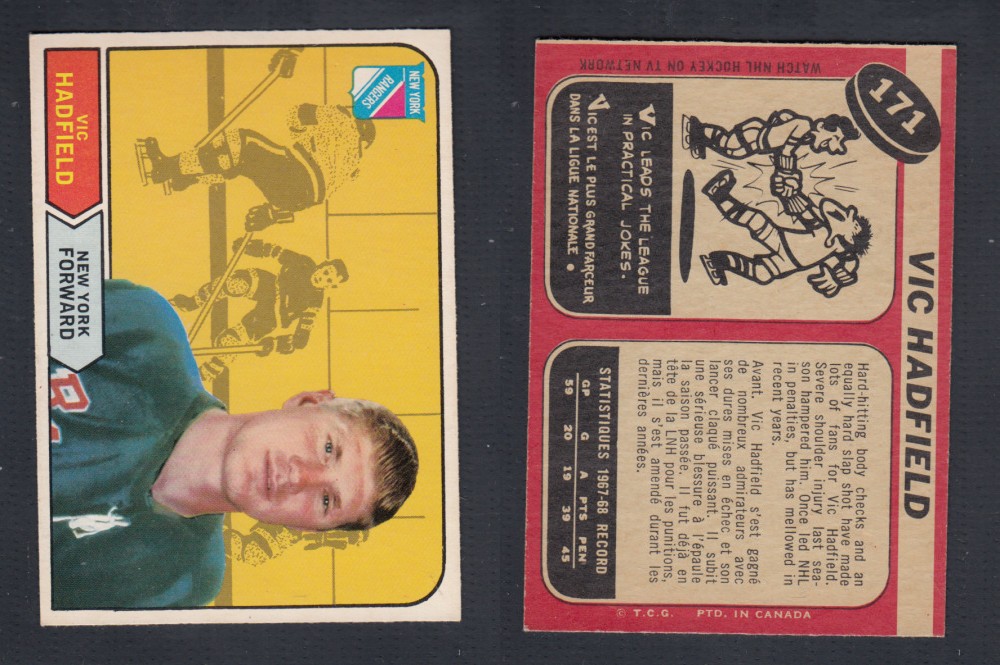 1968-69 O-PEE-CHEE HOCKEY CARD #171 V. HADFIELD photo 1968-69 O-PEE-CHEE HOCKEY CARD #171 V. HADFIELD photo