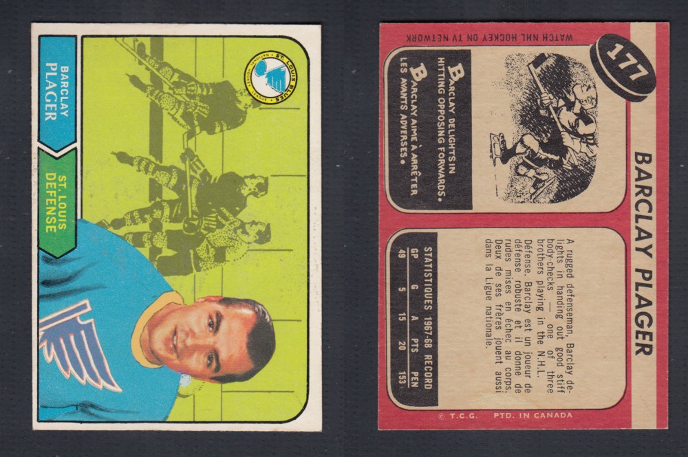 1968-69 O-PEE-CHEE HOCKEY CARD #177 B. PLAGER photo 1968-69 O-PEE-CHEE HOCKEY CARD #177 B. PLAGER photo