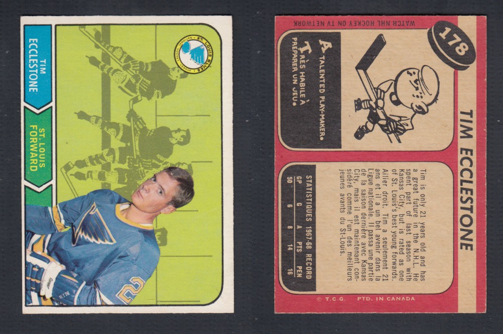 1968-69 O-PEE-CHEE HOCKEY CARD #178 T. ECCLESTONE photo 1968-69 O-PEE-CHEE HOCKEY CARD #178 T. ECCLESTONE photo