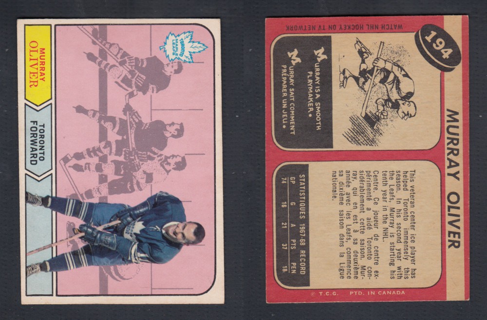 1968-69 O-PEE-CHEE HOCKEY CARD #194 M. OLIVER photo 1968-69 O-PEE-CHEE HOCKEY CARD #194 M. OLIVER photo